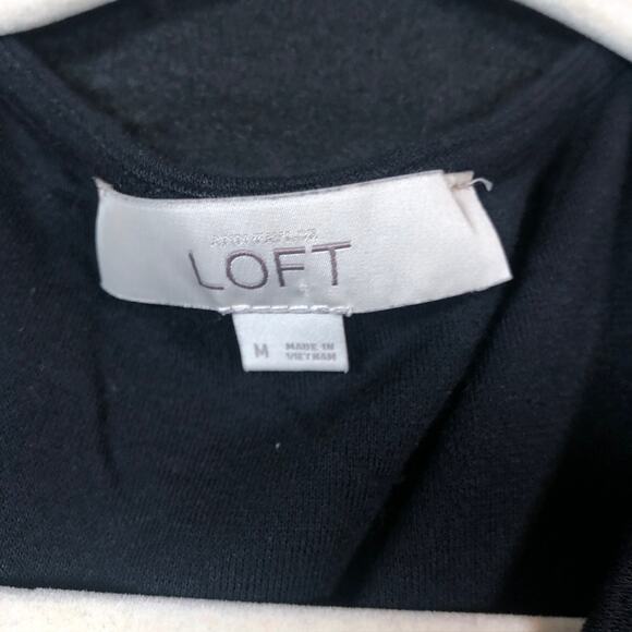 LOFT Womens Top Black Cold Short Sleeve Shoulder Rayon Blend Stretch M - Picture 6 of 12